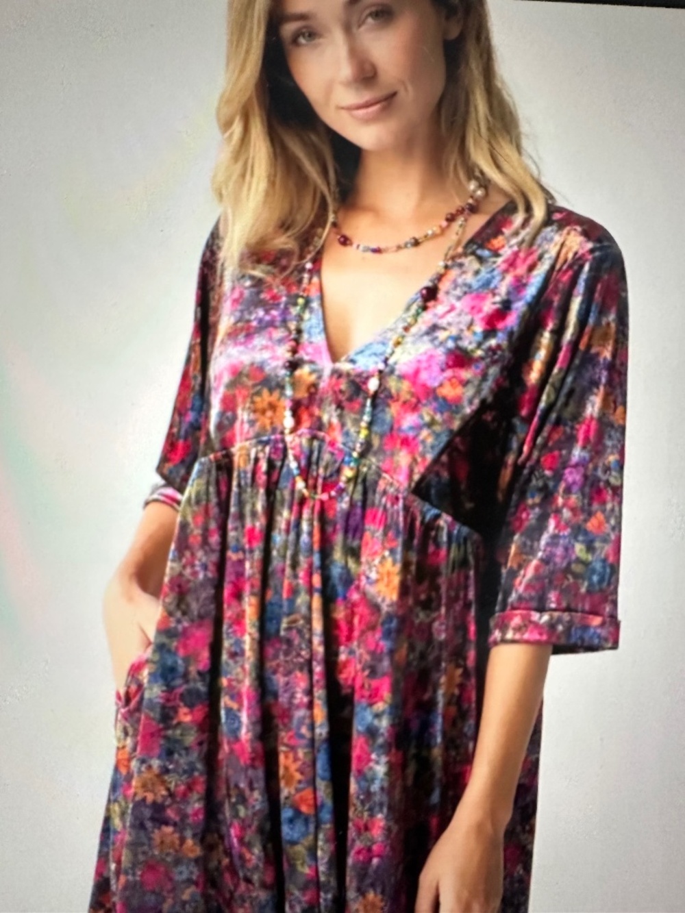 Natural Life Floral Velvet Stella Mini Dress